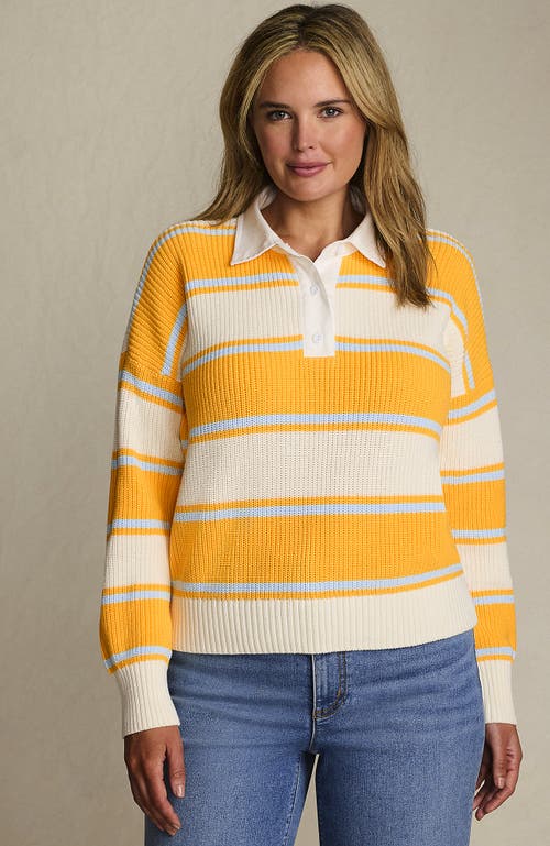 Lands' End Drifter Rugby With Woven Collar Sweater In Yellow