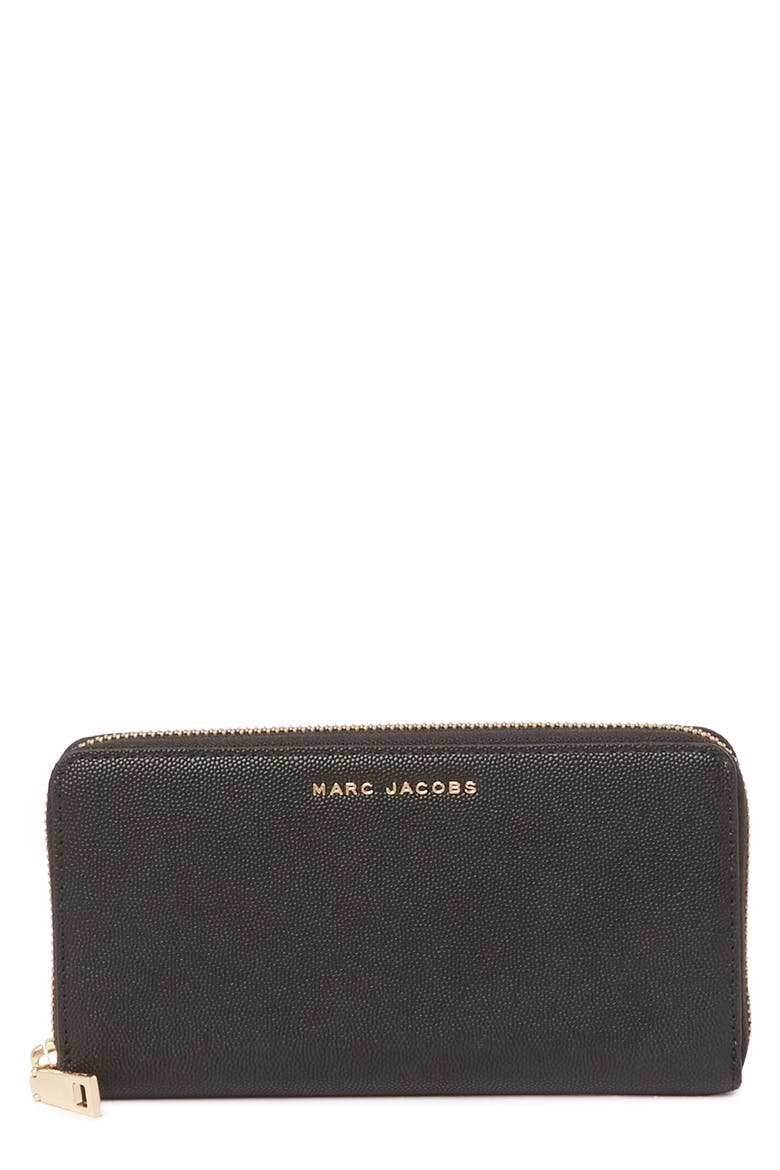 Textured Leather Continental Wallet, Main, color, BLACK