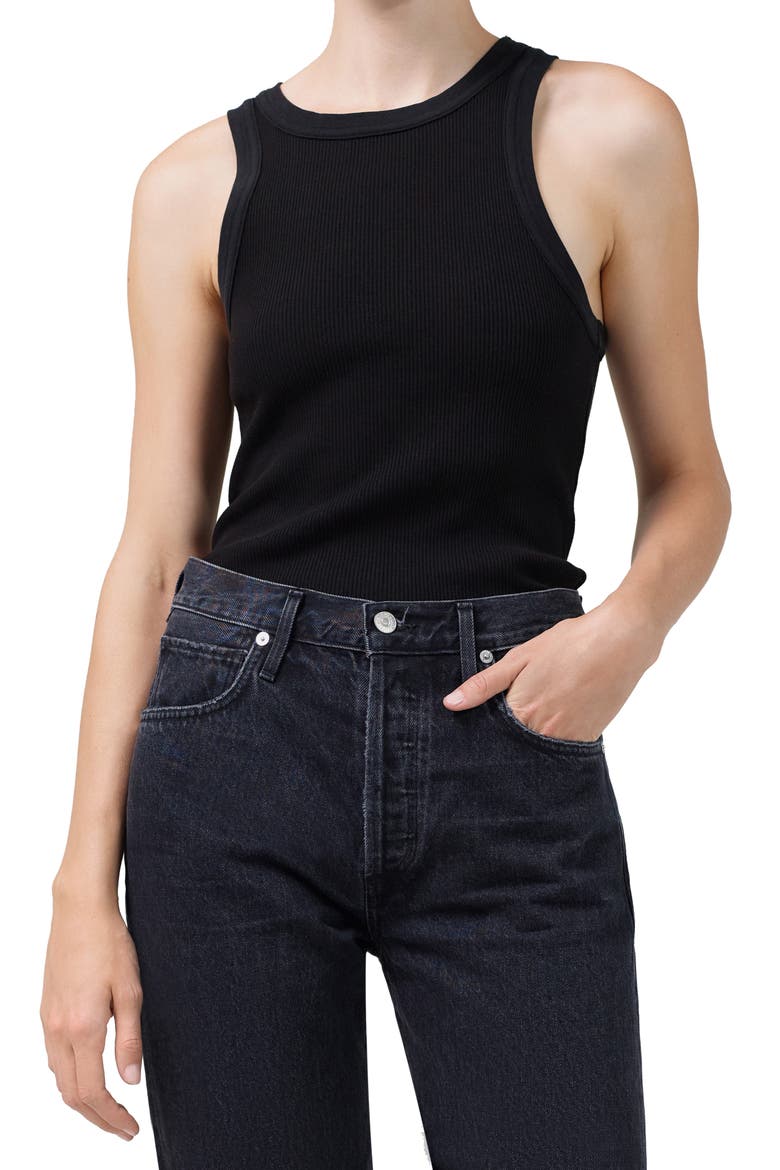Isabel Rib Racerback Tank, Main, color, BLACK