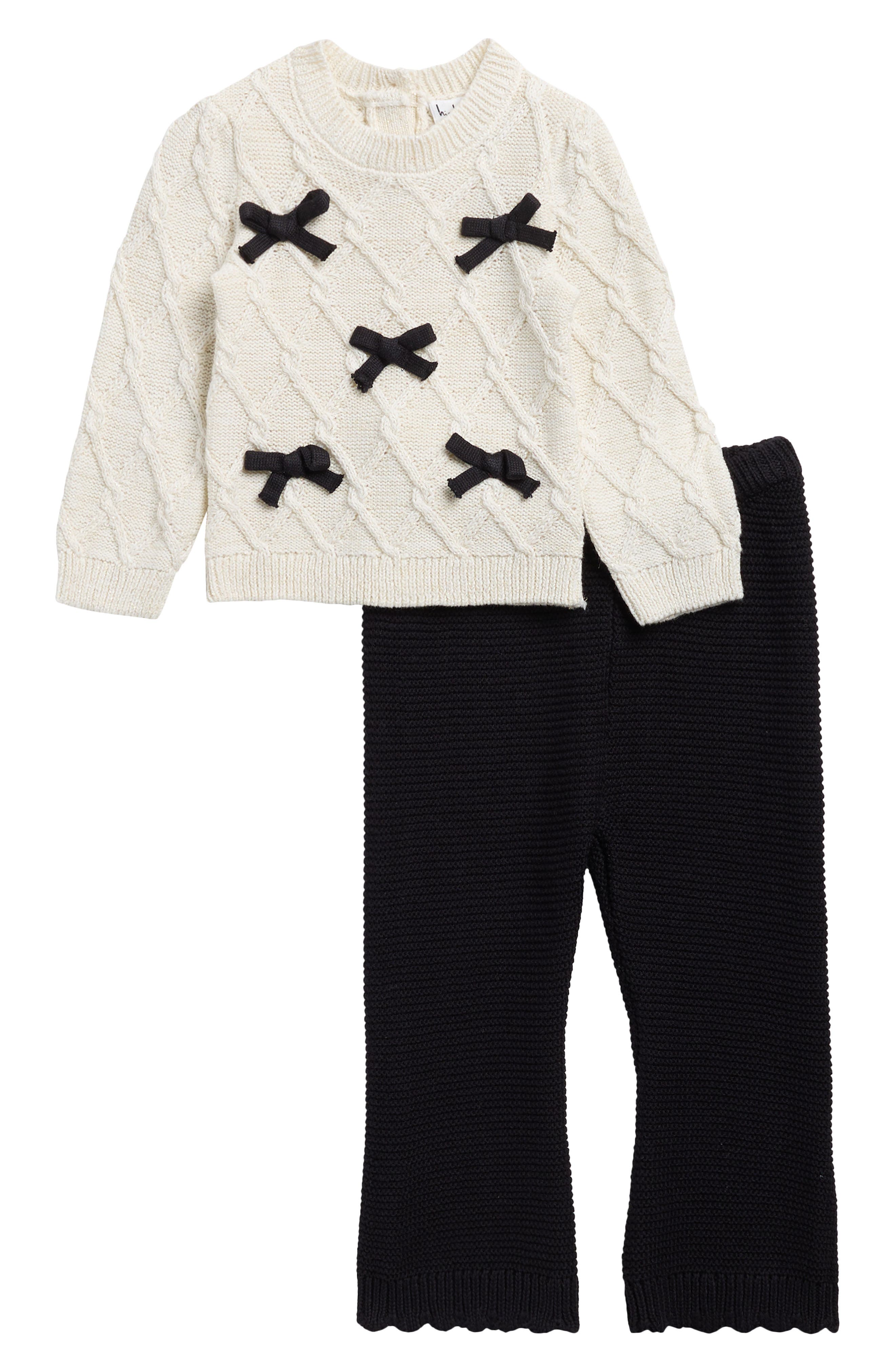 Bow Pullover Sweater & Knit Pants Set