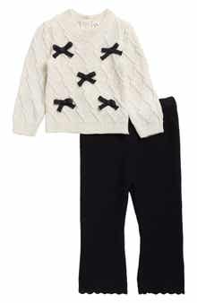 Bow Pullover Sweater & Knit Pants Set