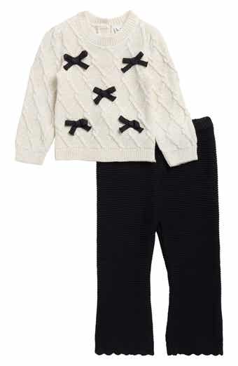 Bow Pullover Sweater & Knit Pants Set