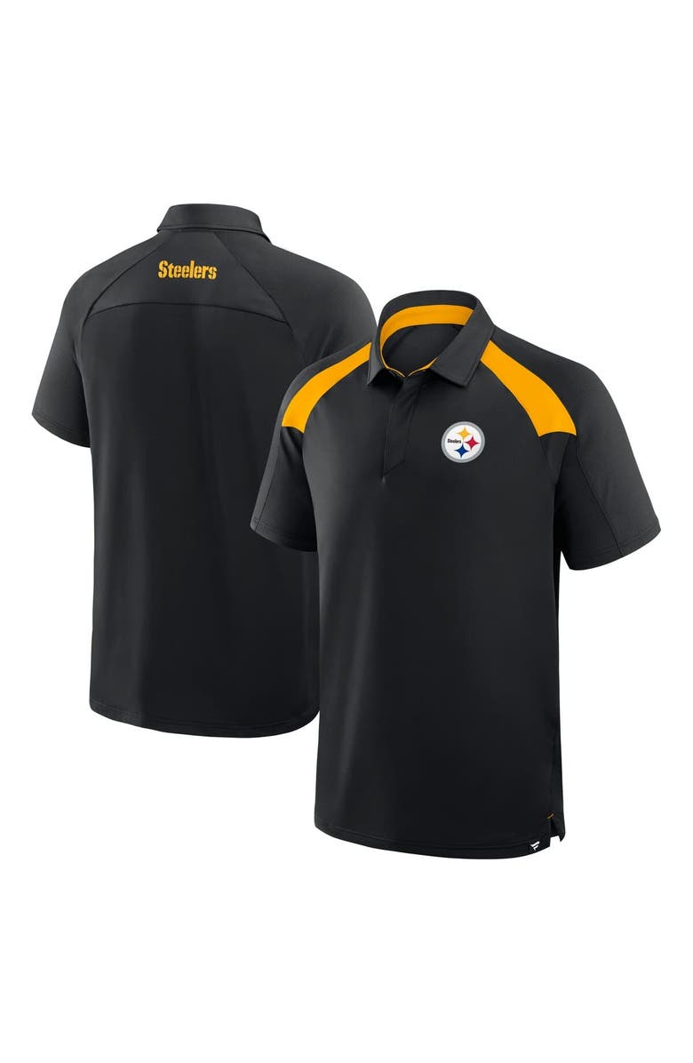 FANATICS Men's Fanatics Black Pittsburgh Steelers Back Around Raglan Polo, Main, color, Black