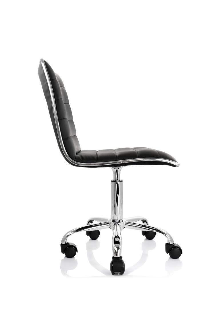 2 Piece Adjustable Faux Leather Rolling Office Chair, Alternate, color, Black