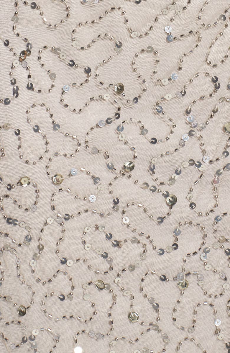 Pisarro Nights Sequin & Bead Gathered Mesh Dress, Alternate, color,