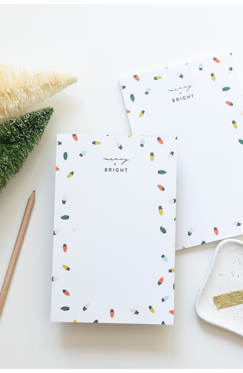 Joy Paper Co. Merry Bright Notepad, Alternate, color, White With Colorful Accents