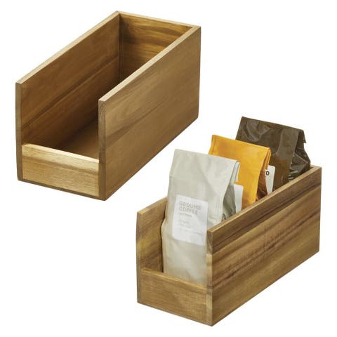 Acacia Wood Open-Front Pantry Bin for Kitchen Organization