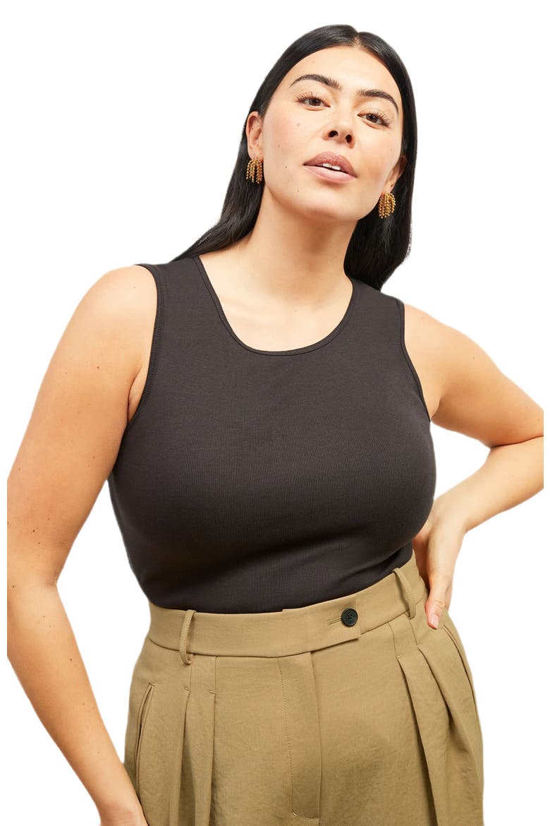 Paige Organic Ribbed Pima Cotton Tank, Alternate, color, Black