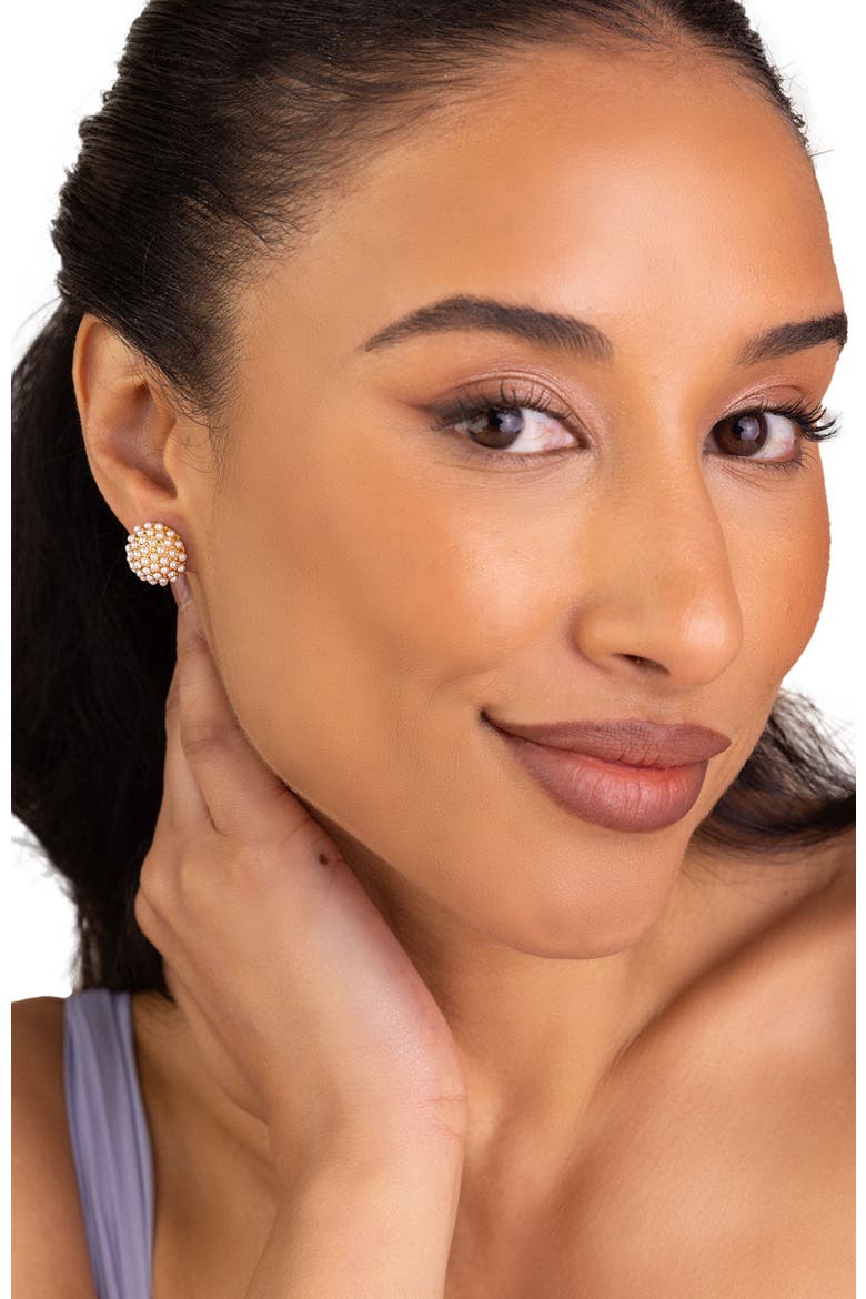Pearl Pave Studs, Alternate, color, Gold