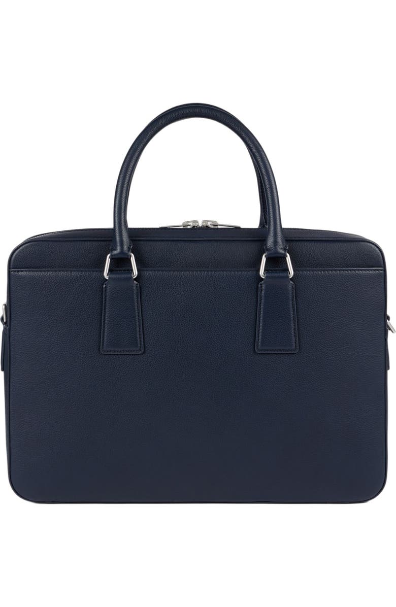 SANDRO Large grained leather briefcase, Alternate, color, Navy Blue
