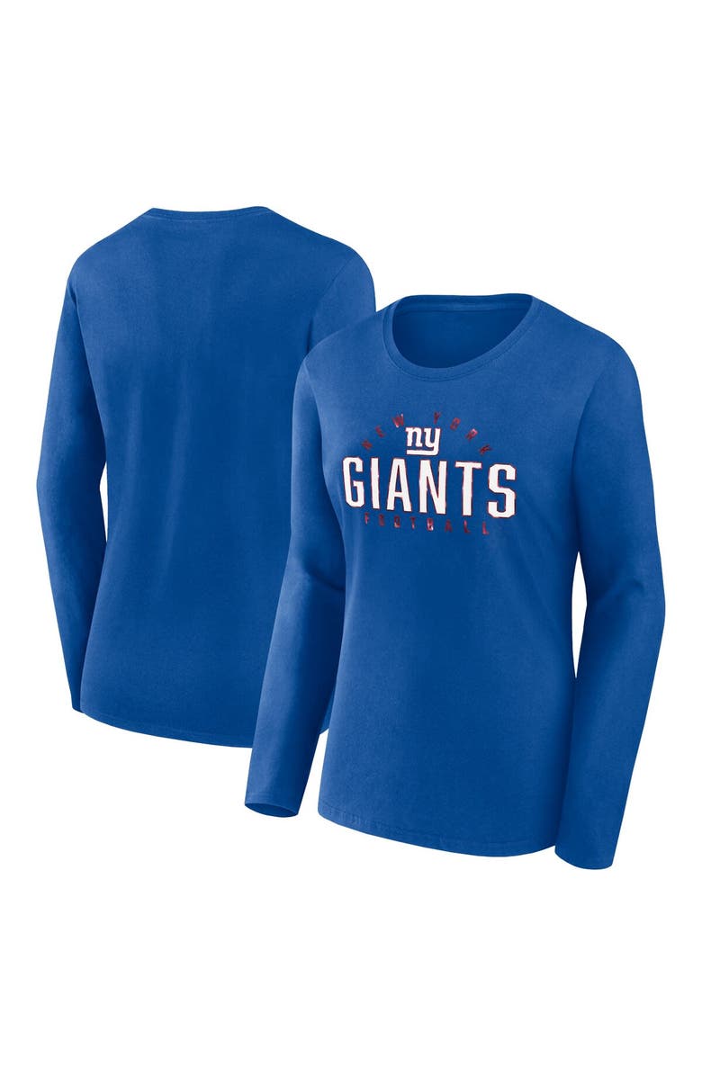 FANATICS Women's Fanatics Branded Royal New York Giants Plus Size Foiled Play Long Sleeve T-Shirt, Main, color, Royal