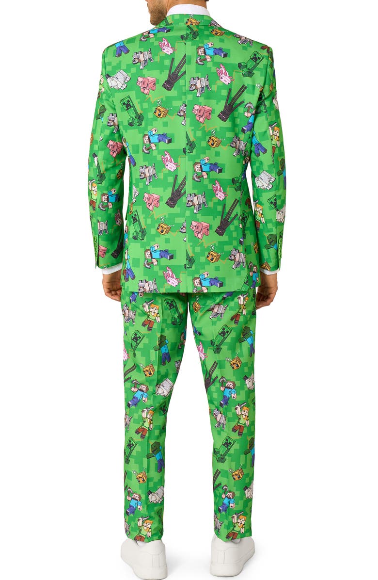 OppoSuits x Minecraft Slim Fit Two-Piece Suit & Tie Set, Alternate, color, Green