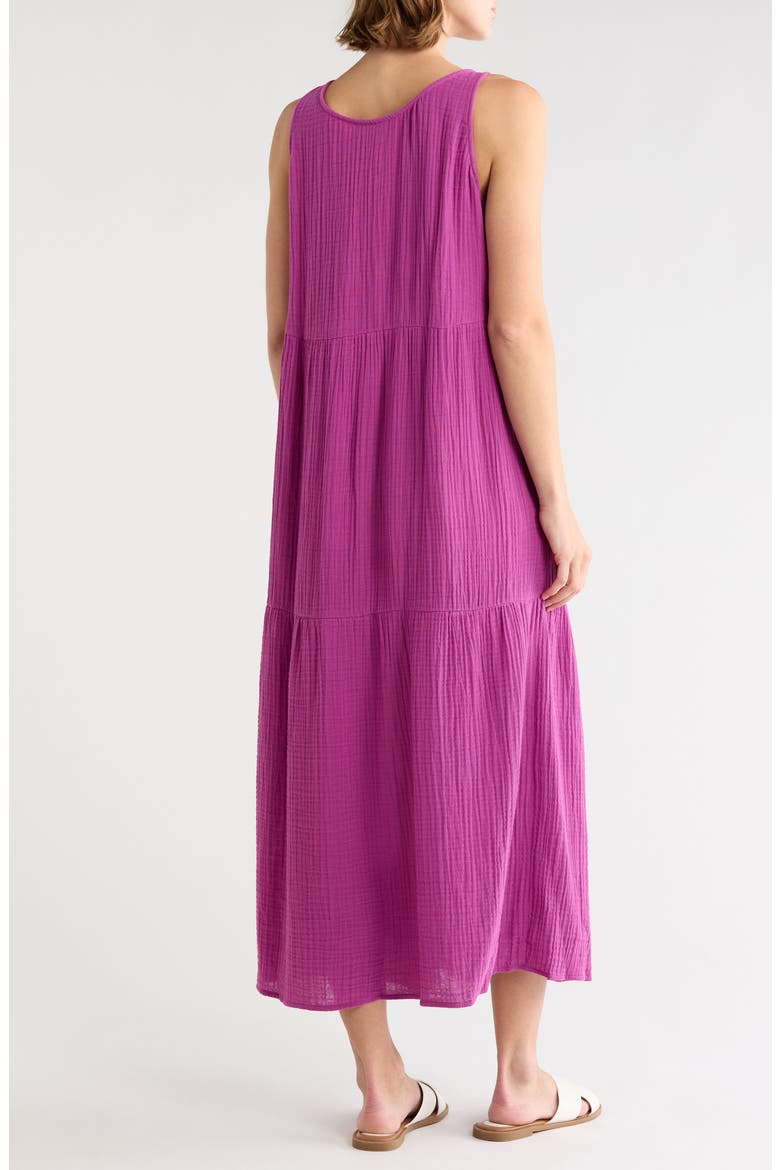 Sleeveless Organic Cotton Gauze Tiered Maxi Dress, Alternate, color, GRAPE