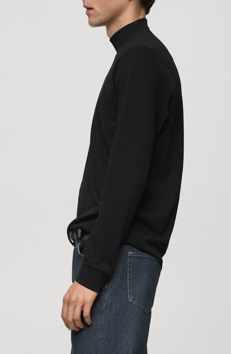 MANGO Long Sleeve Cotton Mock Neck T-Shirt, Alternate, color, 