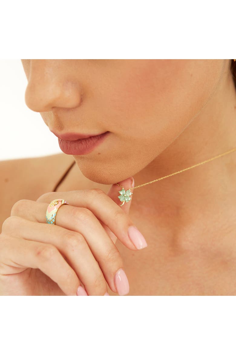 Four Leaf Clover Sterling Silver Necklace - Green, Alternate, color, Gold