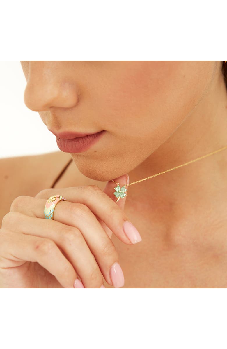 Spero London Four Leaf Clover Sterling Silver Necklace - Green, Alternate, color, 