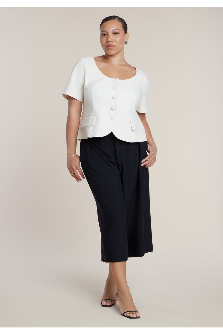 Cinched Waist Short Sleeve Blazer, Alternate, color, CREAM