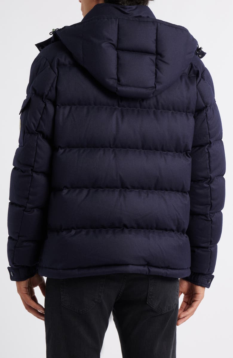 Moncler Montgenevre Virgin Wool Flannel Down Puffer Jacket, Alternate, color, Navy