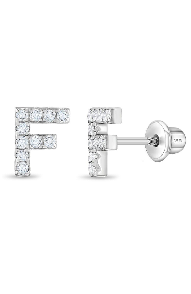 In Season Jewelry Cubic Zirconia Letter Initial Earrings, Main, color, Letter F