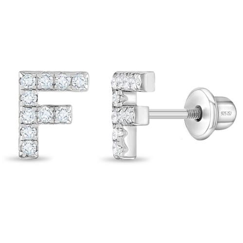 In Season Jewelry Cubic Zirconia Letter Initial Earrings in Letter F at Nordstrom