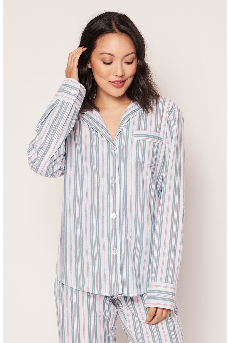Vintage French Cotton Pajamas, Alternate, color, BLUE