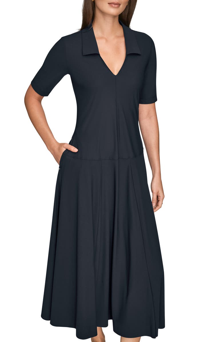 Donna Karan New York A-Line Polo Dress, Alternate, color, Black