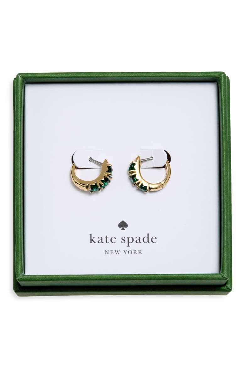 Crystal Mini Huggie Hoop Earrings, Main, color, EMERALD/ GOLD