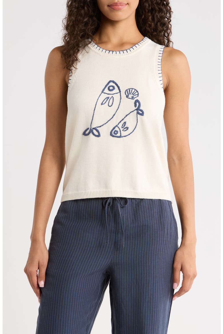 Marisol Whipstitch Cotton Sweater Tank, Main, color, PESCARE
