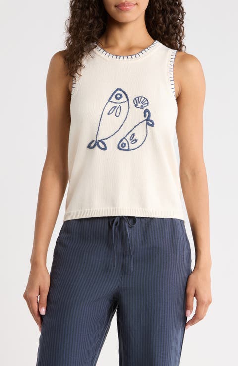 Marisol Whipstitch Cotton Sweater Tank