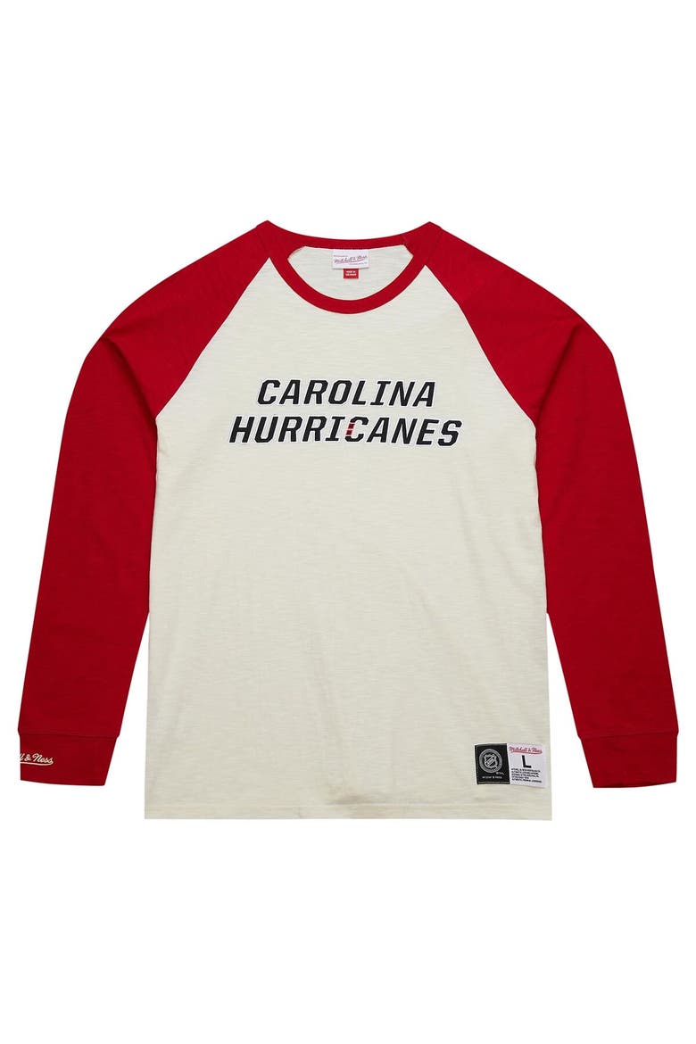 Men's Mitchell & Ness Cream Carolina Hurricanes Legendary Slub Vintage Raglan Long Sleeve T-Shirt, Alternate, color, Cream