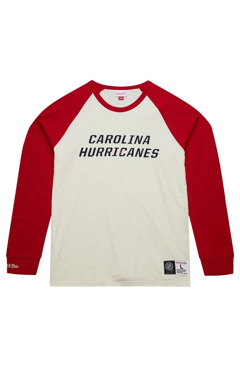 Mitchell & Ness Men's Mitchell & Ness Cream Carolina Hurricanes Legendary Slub Vintage Raglan Long Sleeve T-Shirt, Alternate, color, 