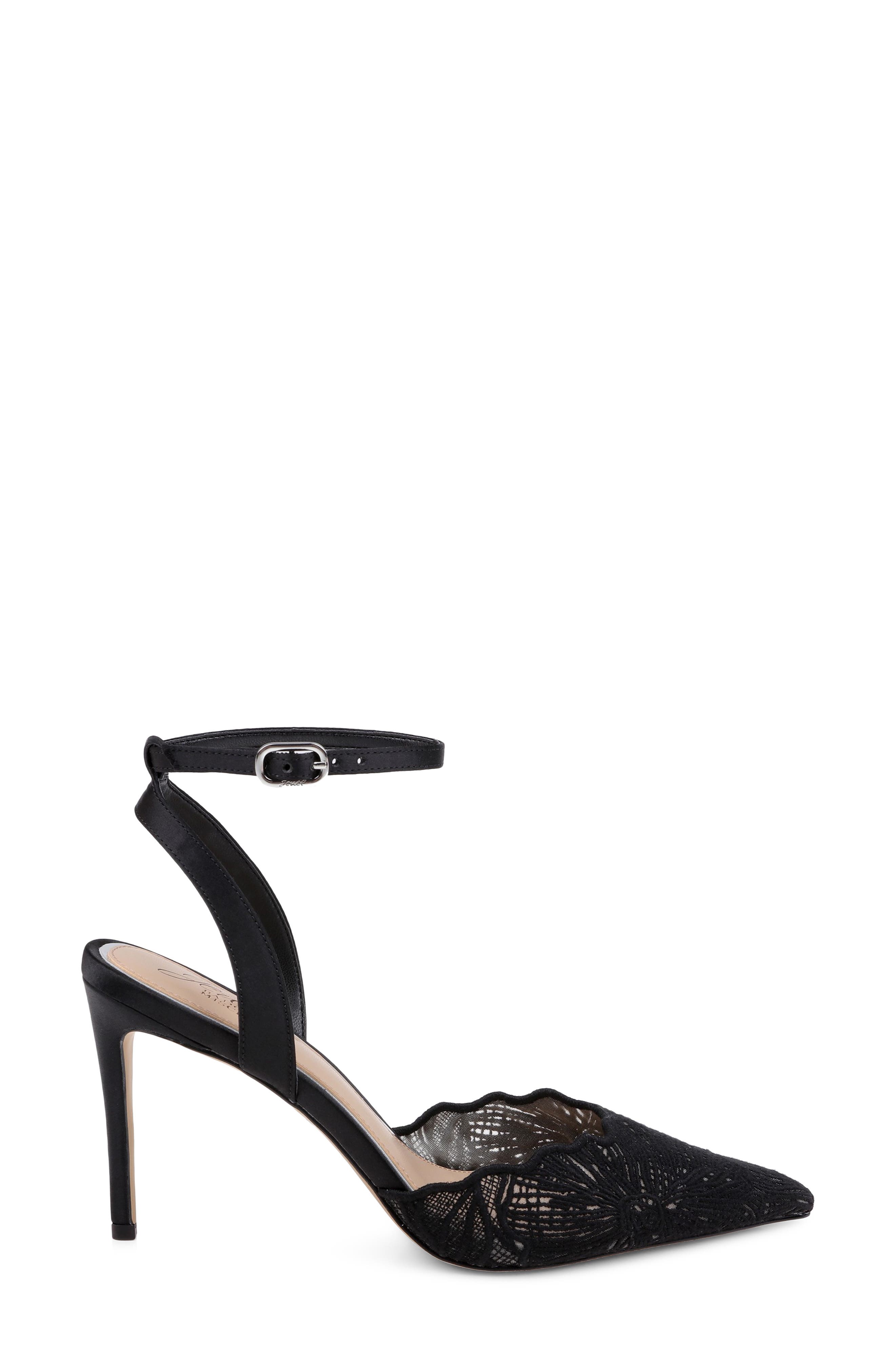 Jewel Badgley Mischka Zaima Ankle Strap Pump, Alternate, color, Black Satin
