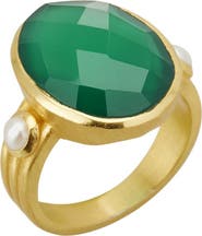 Murkani Green Onyx & Pearl Ring 8