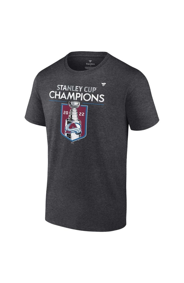 FANATICS Men's Fanatics Branded Heathered Charcoal Colorado Avalanche 2022 Stanley Cup Champions Big & Tall Locker Room T-Shirt, Alternate, color, 