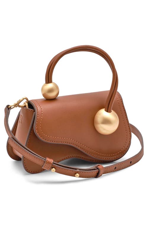 Cult Gaia Kazia Nano Leather Crossbody Bag In Brown