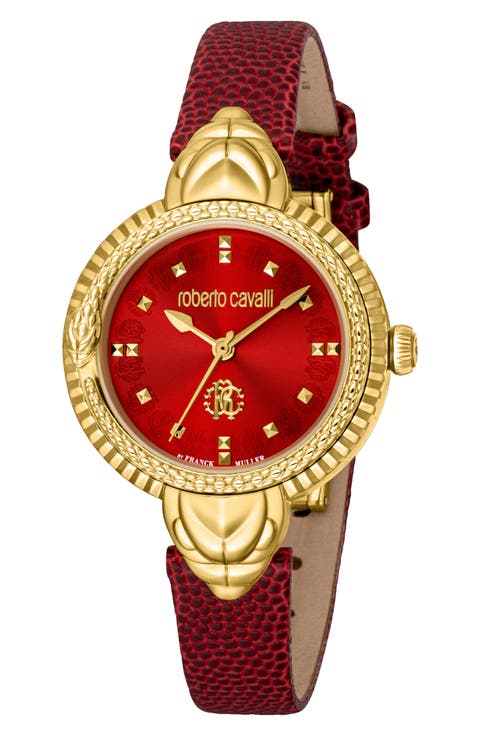 Mother of Pearl Dial Leather Strap Watch, 32mm