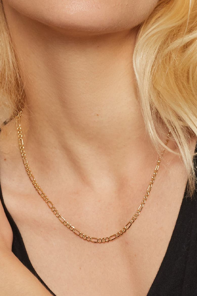 14K Gold Florentine Figaro Necklace, Alternate, color, Yellow Gold