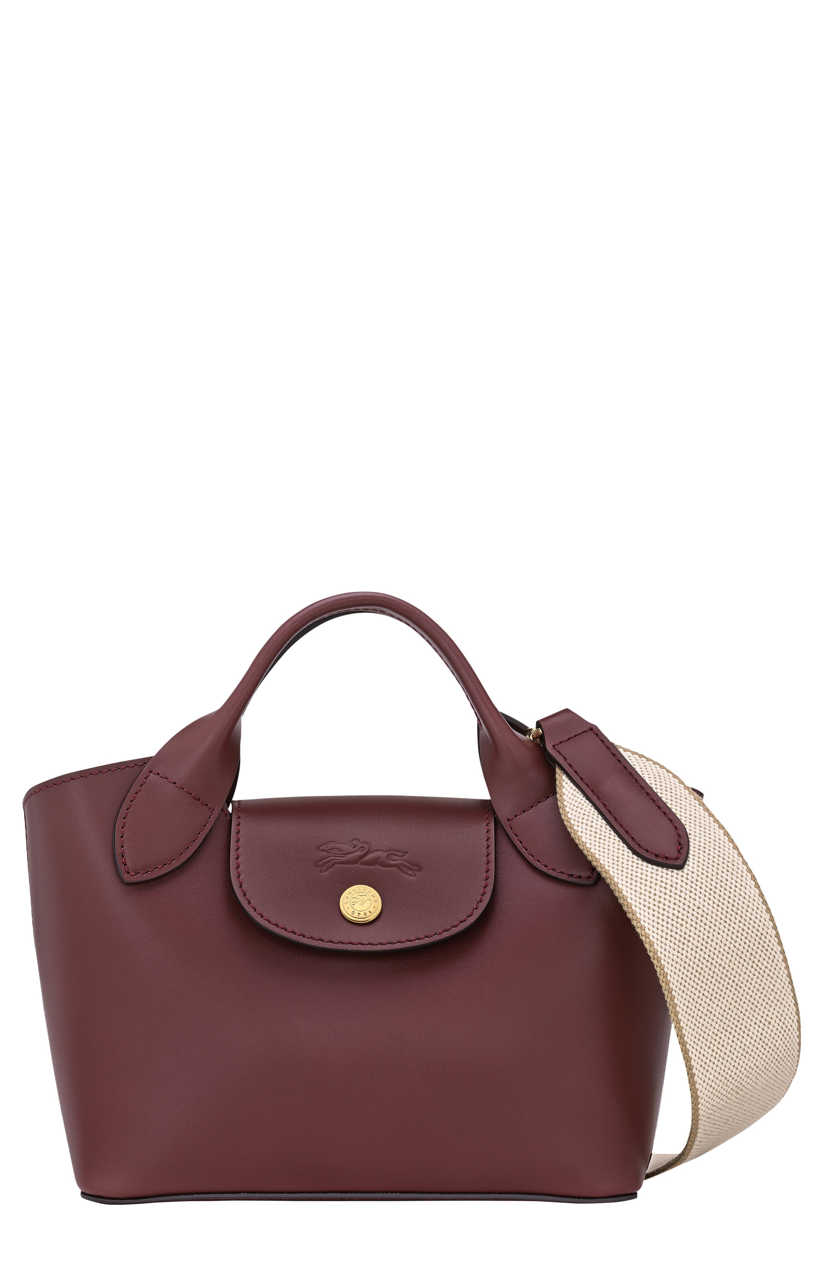 Longchamp Extra Small Épure Timeless Leather Crossbody Bag, Main, color, Burgundy