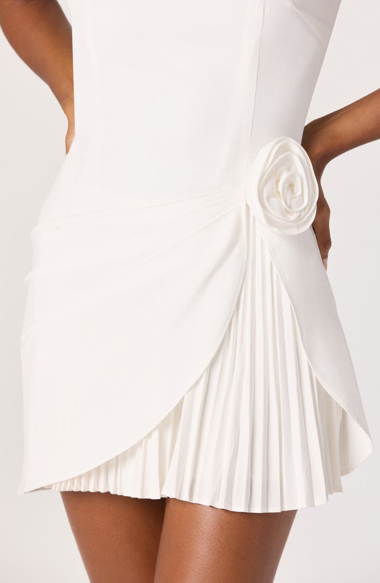 ASTR the Label Blake Rosette Embellished Pleated Minidress, Alternate, color, White