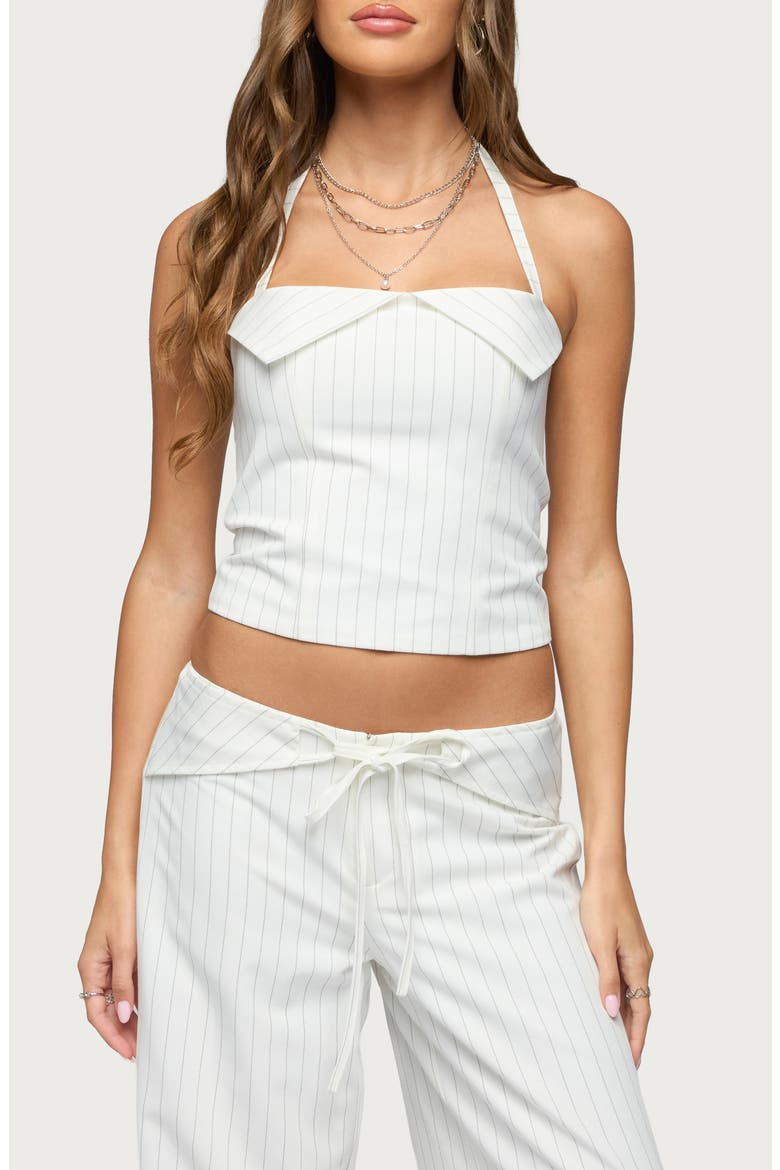 Parker Pinstripe Halter Top, Main, color, WHITE