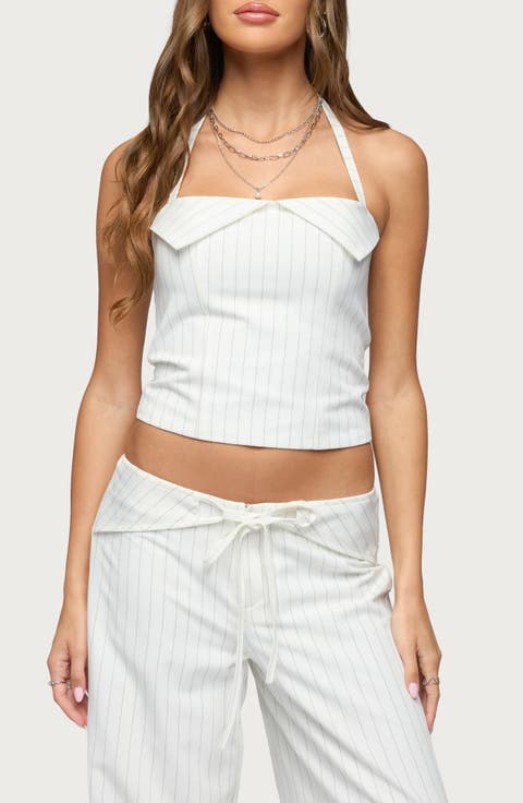 Parker Pinstripe Halter Top