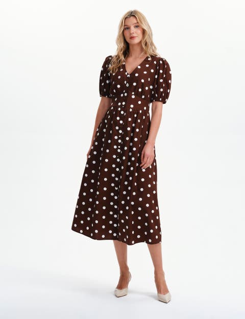 Petite Addison Cotton V-Neck Midi Dress