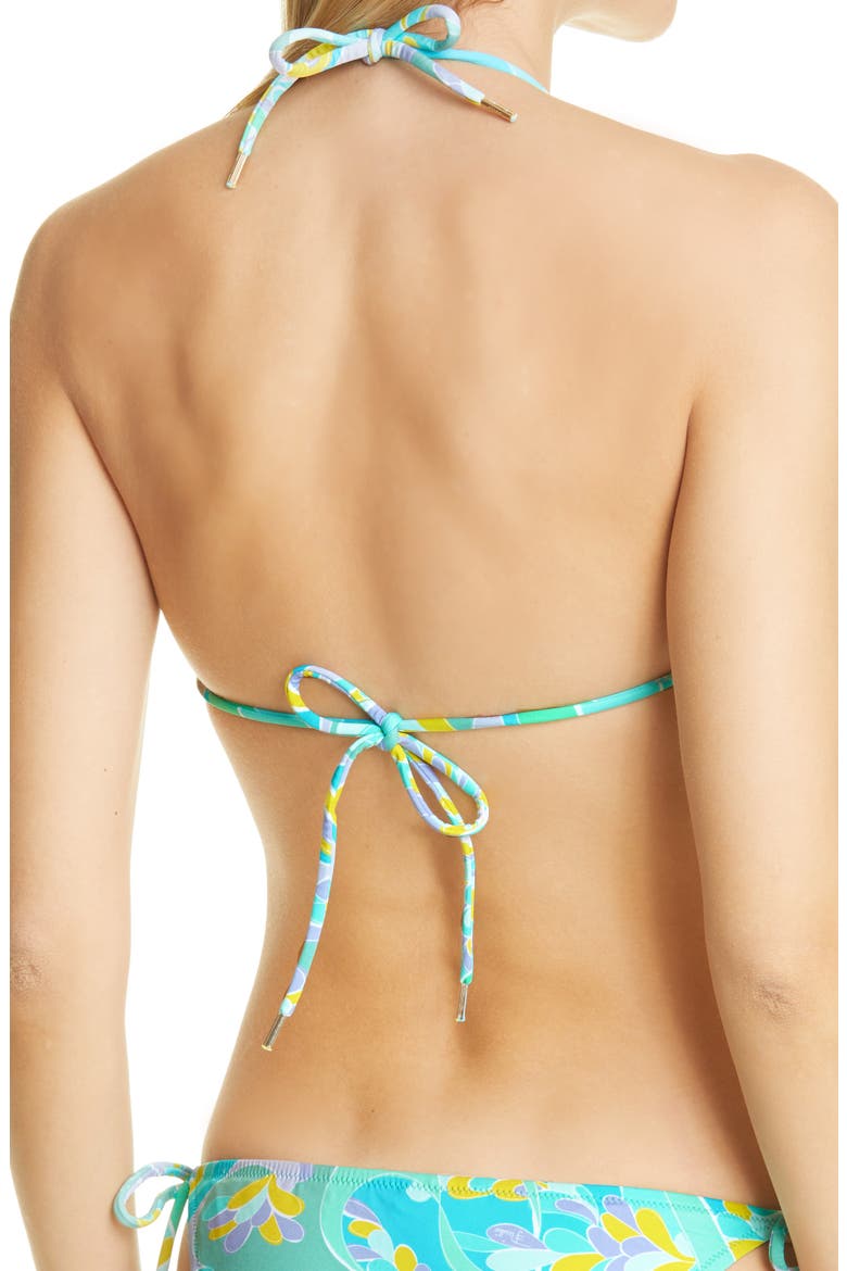 Lily Print Triangle Bikini Top, Alternate, color, TURQUOISE WISTERIA