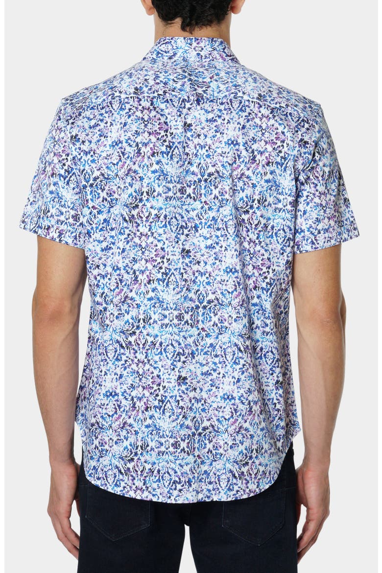 Abstract Print Cotton Short Sleeve Button-Up Shirt, Alternate, color, BLUE MULTICOLOR