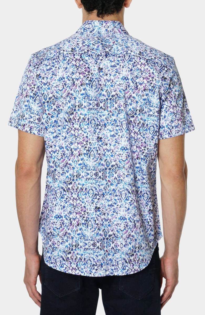 Robert Graham Abstract Print Cotton Short Sleeve Button-Up Shirt, Alternate, color, Blue Multicolor