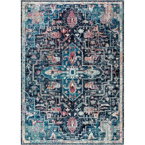 Zafra Vintage Medallion Peacock Area Rug