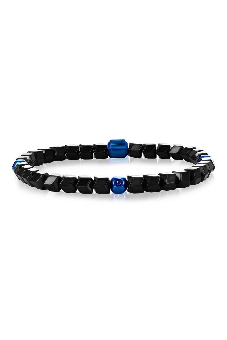 Stainless Steel Bead Bracelet, Main, color, BLACK/ BLUE