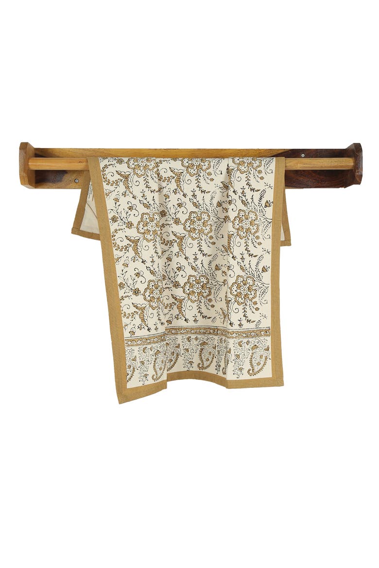 Ivy River - Hand Block Printed Kitchen Towels - Set of 2, Main, color, Sand