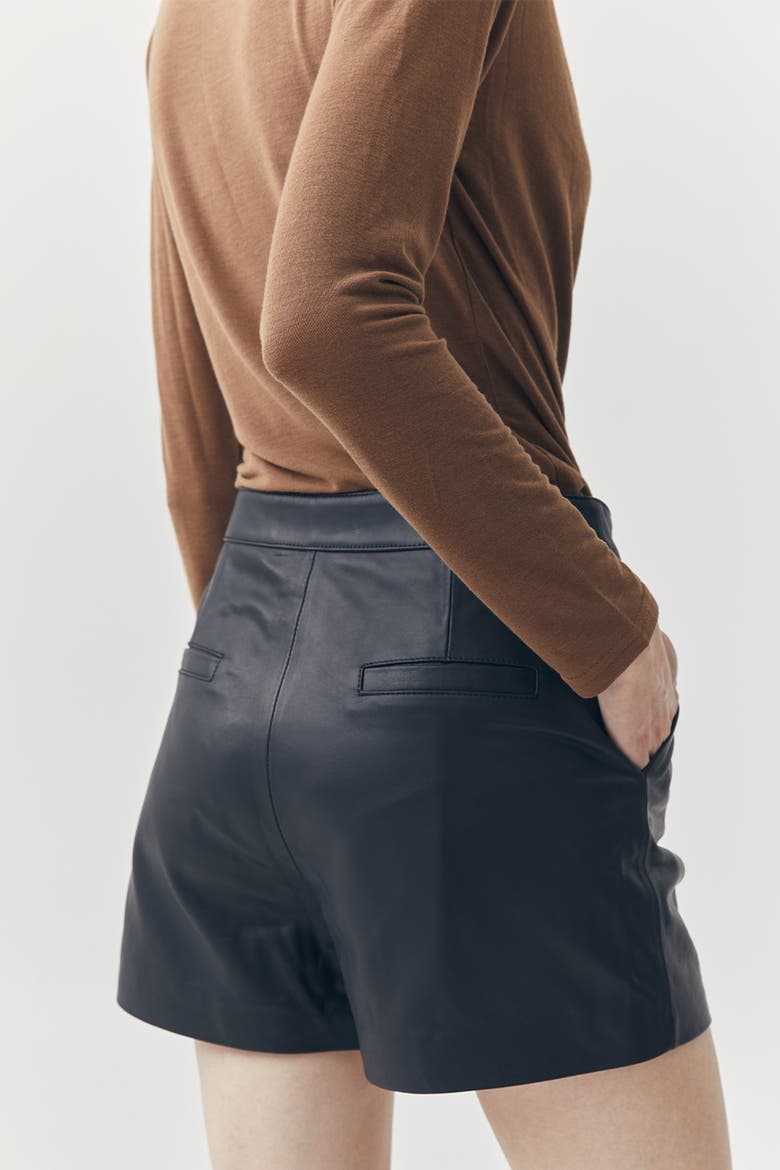 Wren Short Leather Pants, Alternate, color, Black