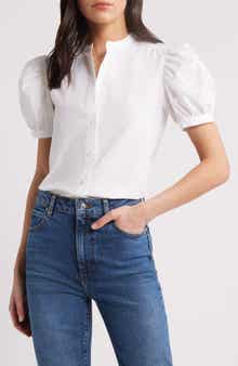 FRAME The Gathered Short Sleeve Button-Up Shirt